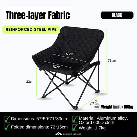 Foldable Sturdy Thickened Backrest Moon Chair for Outdoor Camping Picnic