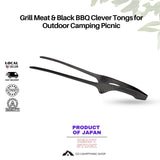 Grill Meat & Black BBQ Clever Tongs for Outdoor Camping Picnic