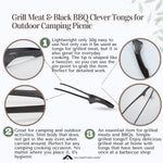 Grill Meat & Black BBQ Clever Tongs for Outdoor Camping Picnic