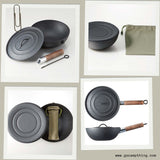 Skater IRCN1-A Outdoor Wok 23 cm Lid with Storage Bag Camping Frying Pan